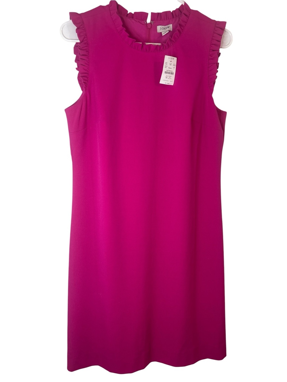 J. Crew Ruffle-Trim Sleeveless Sheath Dress in Bright Fuchsia